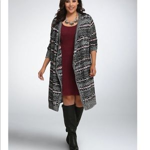 Torrid patterned knit long cardigan